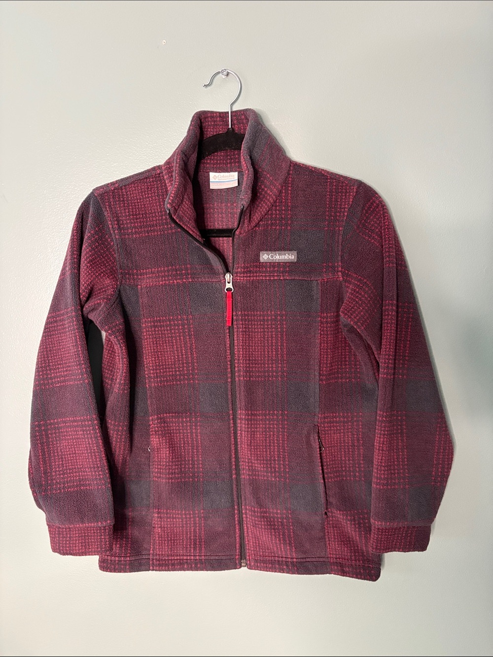 Columbia Kids Burgundy Plaid Full-Zip Fleece Jacket
